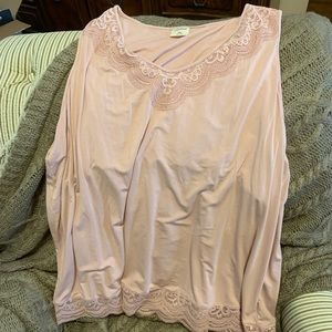 Soma Pink Lace Trim Pajama Top
